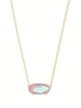 Kendra Scott Ever 14k Gold Plated Necklace Dichroic Iridescent Glass Pendant